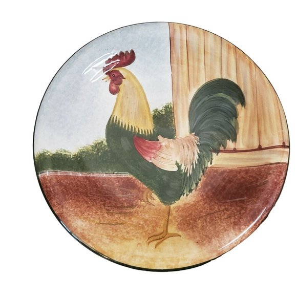 David Carter Brown Set of 2 On The Farm 8 Inch Rooster/Hen Plates-Sakura - Picture 2 of 7